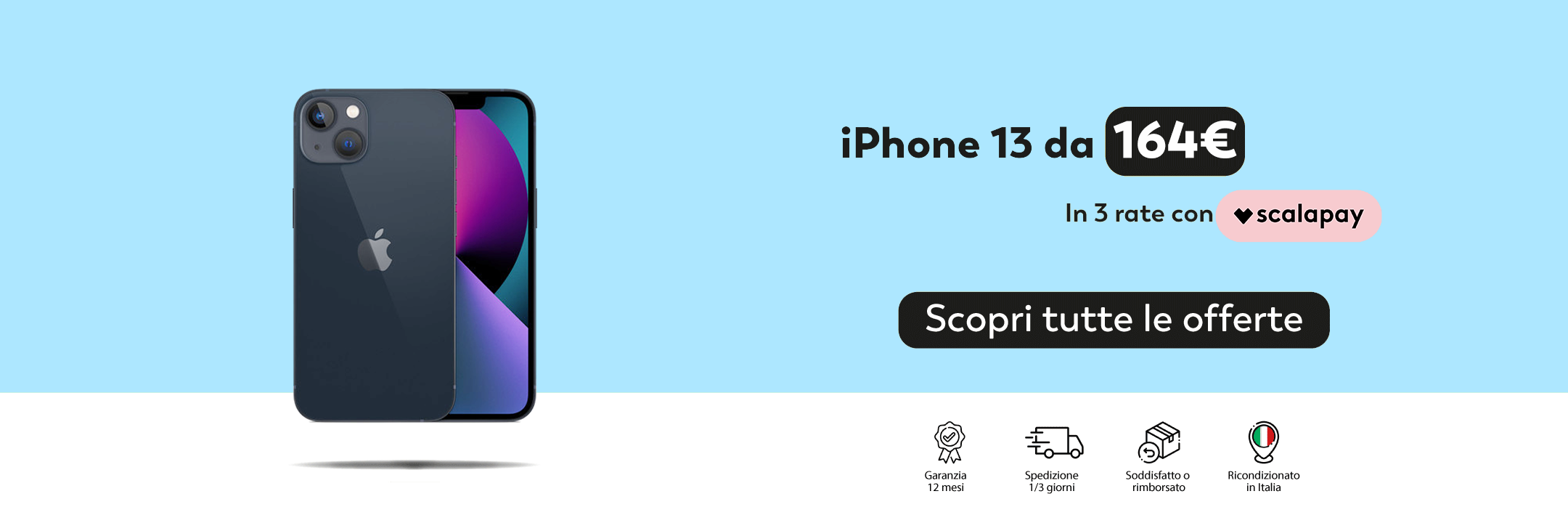 iPhone 13 da 164€ in 3 rate con Scalapay