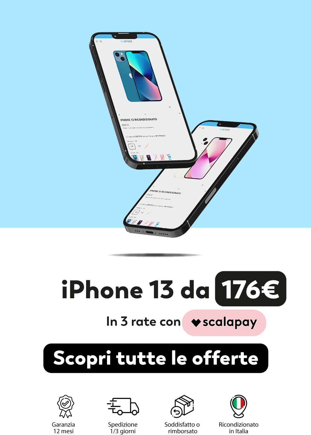iPhone 13 da 176€ in 3 rate con Scalapay